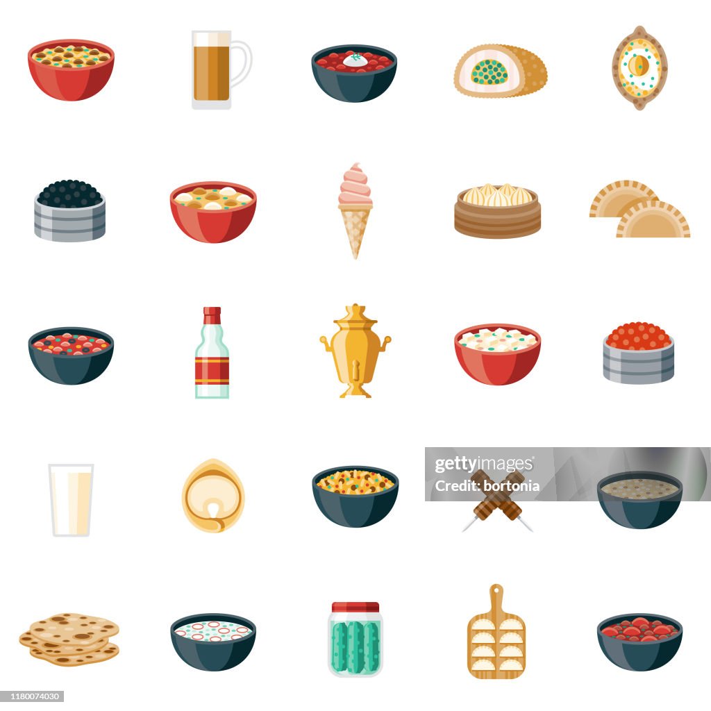 Russische Lebensmittel-Ikone Set