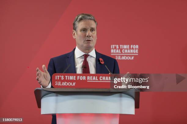 Keir Starmer, U.K. Exiting the European Union spokesman for the Labour party delivers a speech on Brexit in Harlow, U.K., on Tuesday, Nov. 5, 2019....