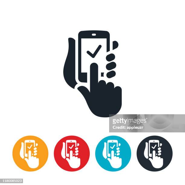 online order from smartphone icon - portable information device stock illustrations