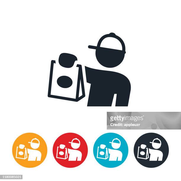 food deliveryman icon - take away food courier stock illustrations