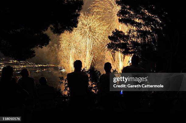 Fireworks light up the harbour after the religious ceremony of the Royal Wedding of Prince Albert II of Monaco to Charlene Wittstock on July 2, 2011...