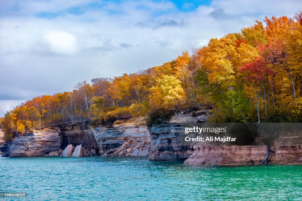Pictured Rocks September Fall Colors At Pictured Rocks High-Res Stock Photo - Getty Images