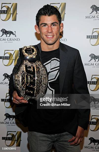 Mixed martial artist Dominick Cruz arrives at a post-fight party for UFC 132 at Studio 54 inside the MGM Grand Hotel/Casino early July 3, 2011 in Las...