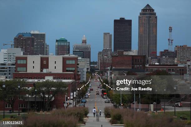 The skyline is seen in Iowa's capital city on October 09, 2019 in Des Moines, Iowa. The 2020 Iowa Democratic caucuses will take place on February 3...