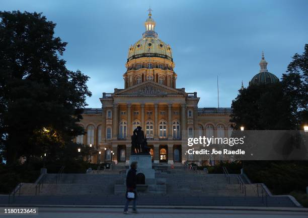 The Iowa State Capitol building is seen on October 09, 2019 in Des Moines, Iowa. The 2020 Iowa Democratic caucuses will take place on February 3...