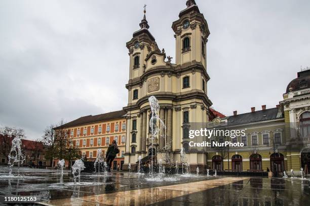 The minorite church of Eger is seen in Eger, Hungary on 3 November 2019