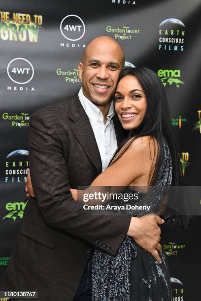 Senator Cory Booker and Rosario Dawson at the LA Premiere & Global Free Screening Launch of Rosario Dawson's Eco-Solution Film "The Need To GROW" on...