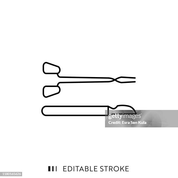 編集可能なストロークとピクセルパーフェクトを持つランセットとはさみアイコン。 - 外科用ハサミ点のイラスト素材／クリップアート素材／マンガ素材／アイコン素材
