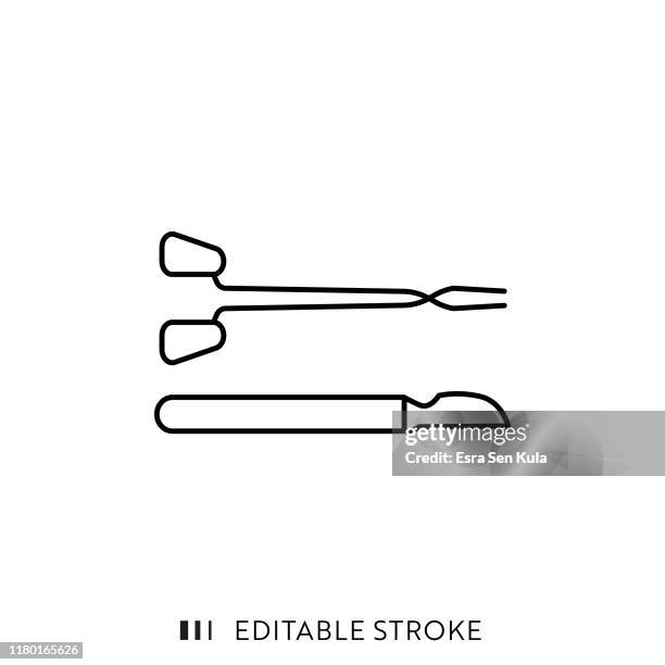 lancet and scissors icon with editable stroke and pixel perfect. - surgical scissors stock illustrations