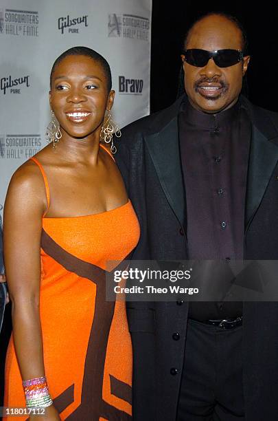 India.Arie and Stevie Wonder during 35th Annual Songwriters Hall of Fame Awards Induction - Arrivals at Mariott Marquis Hotel in New York City, New...