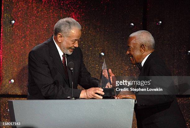 Bill Withers and Irving Burgie, honoree during 38th Annual Songwriters Hall of Fame Ceremony - Show at Marriott Marquis in New York City, New York,...