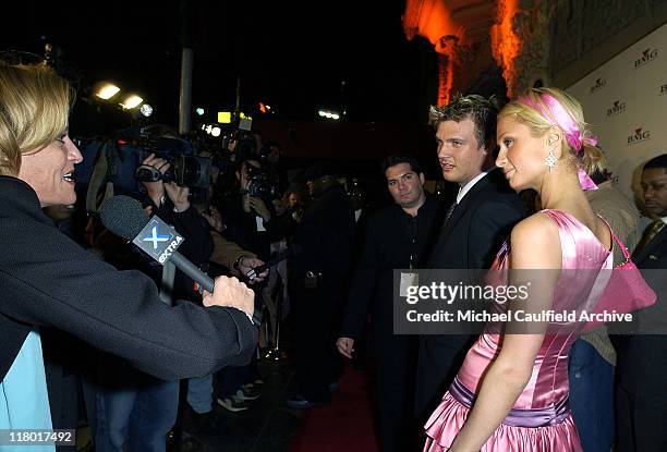 Nick Carter and Paris Hilton during 2004 BMG GRAMMY After Party - Inside at The Avalon in Hollywood, California, United States.