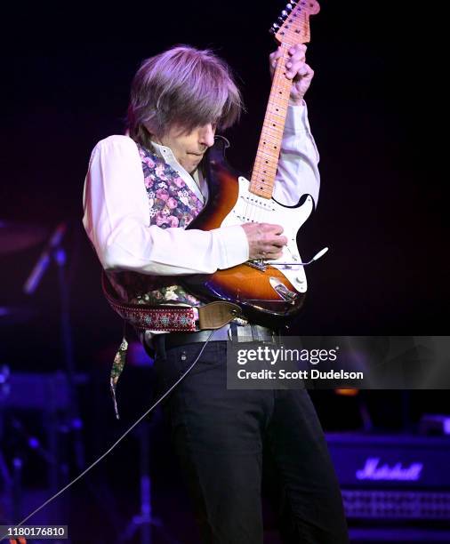 Guitarist/singer Eric Johnson performs onstage during the Experience Hendrix concert at City National Grove of Anaheim on October 09, 2019 in...