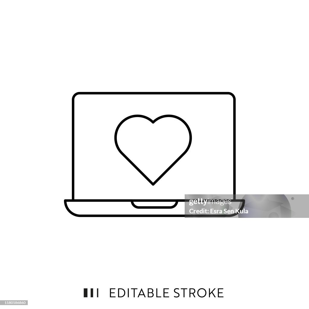 Laptop Icon with Editable Stroke and Pixel Perfect.