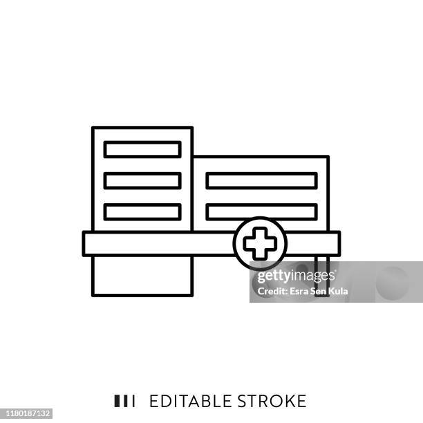 hospital icon with editable stroke and pixel perfect. - doctor's office stock illustrations