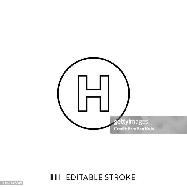 krankenhaus-symbol mit editierbaren schlag und pixel perfekt. - buchstabe h stock-grafiken, -clipart, -cartoons und -symbole