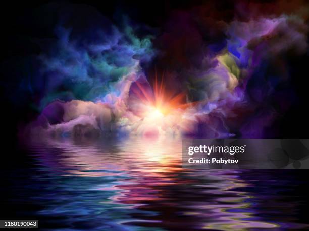 dreamlike landscape - dramatic seascape stock illustrations
