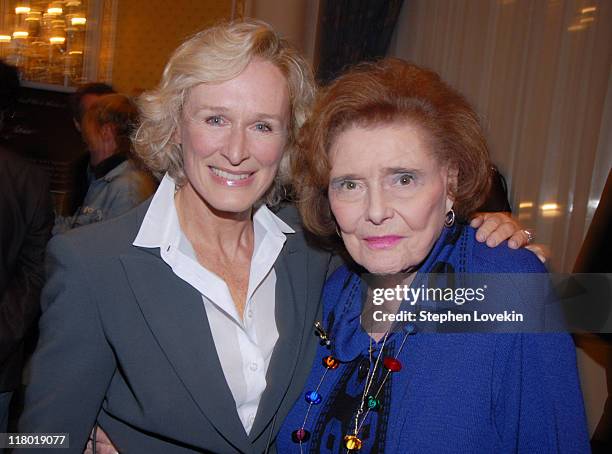 Glenn Close and Patricia Neal during 60th Annual Tony Awards - Cocktail Celebration at The Waldorf Astoria in New York City, New York, United States.