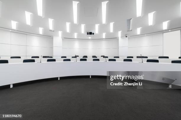 modern multi-media meeting room interior - classroom wide angle stock pictures, royalty-free photos & images