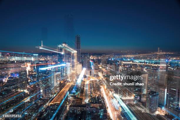 future cities, big data - out of focus background stockfoto's en -beelden