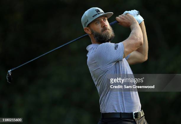 Graham Delaet of Canada plays his shot from the second tee during the first round of the Houston Open at the Golf Club of Houston on October 10, 2019...