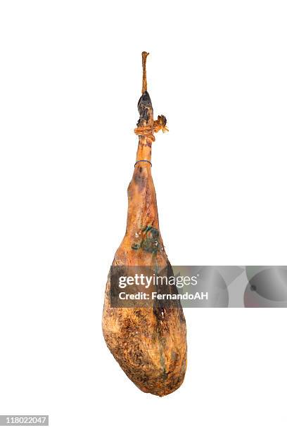 iberian ham isolated - serrano ham stock pictures, royalty-free photos & images