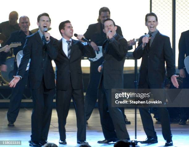 Cast of "Jersey Boys" Daniel Reichard, John Lloyd Young, Christian Hoff and J. Robert Spencer, nominee for Best Musical, perform "Can't Take My Eyes...