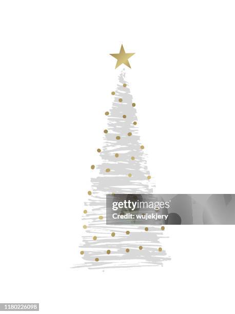 sketchy christmas tree - string lights on white stock illustrations