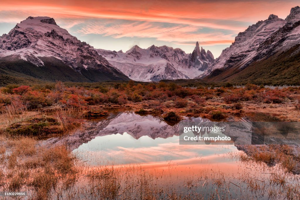 Sunset Shot of Mt.Cerro Torre Located in Patagonia, Argentina