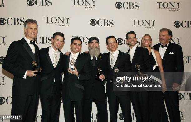 Cast of Jersey Boys, winner for Best Musical, Bob Gaudio, Daniel Reichard, John Lloyd Young, Producer Michael David , Christian Hoff, J. Robert...