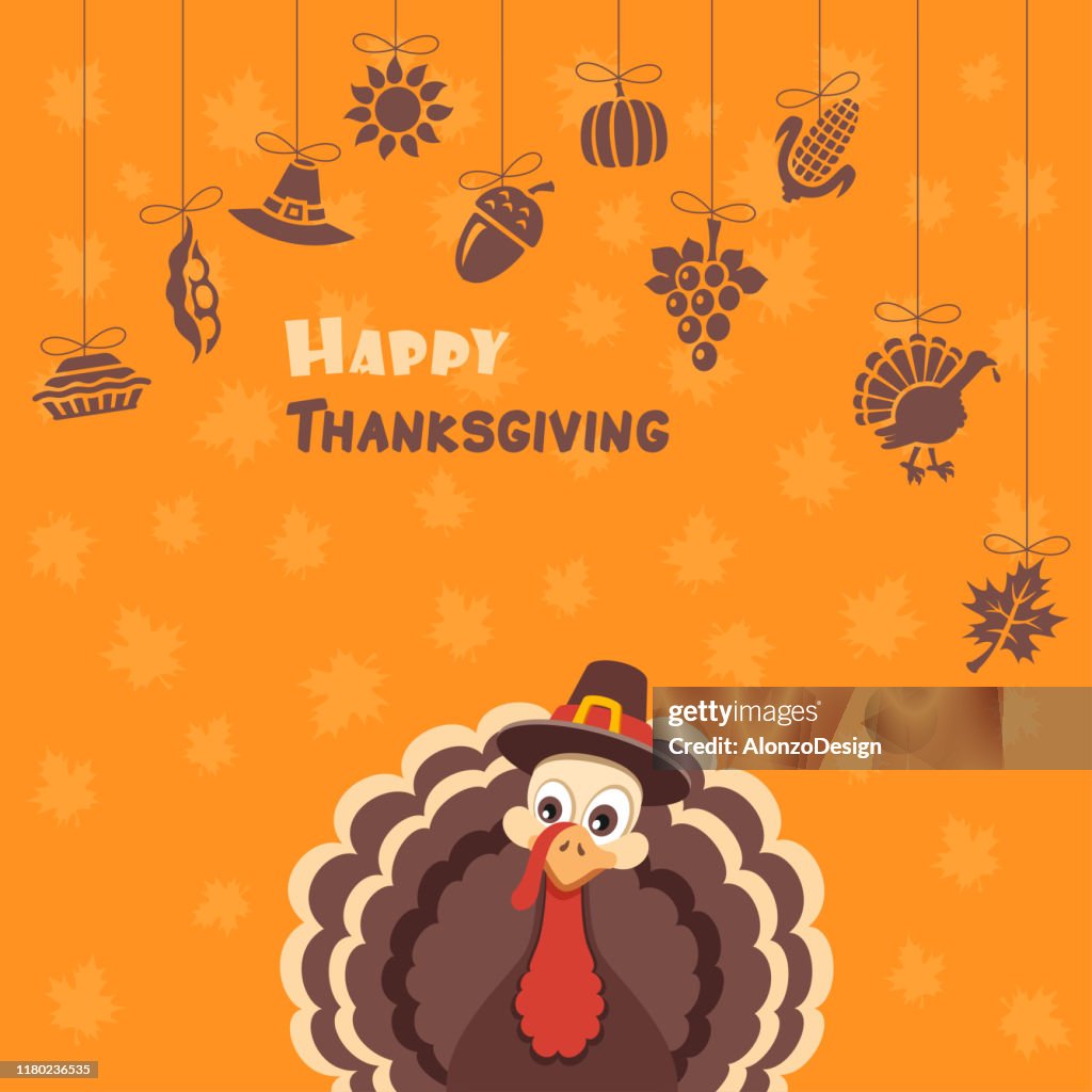 Turkey Pilgrim on Thanksgiving Day Design