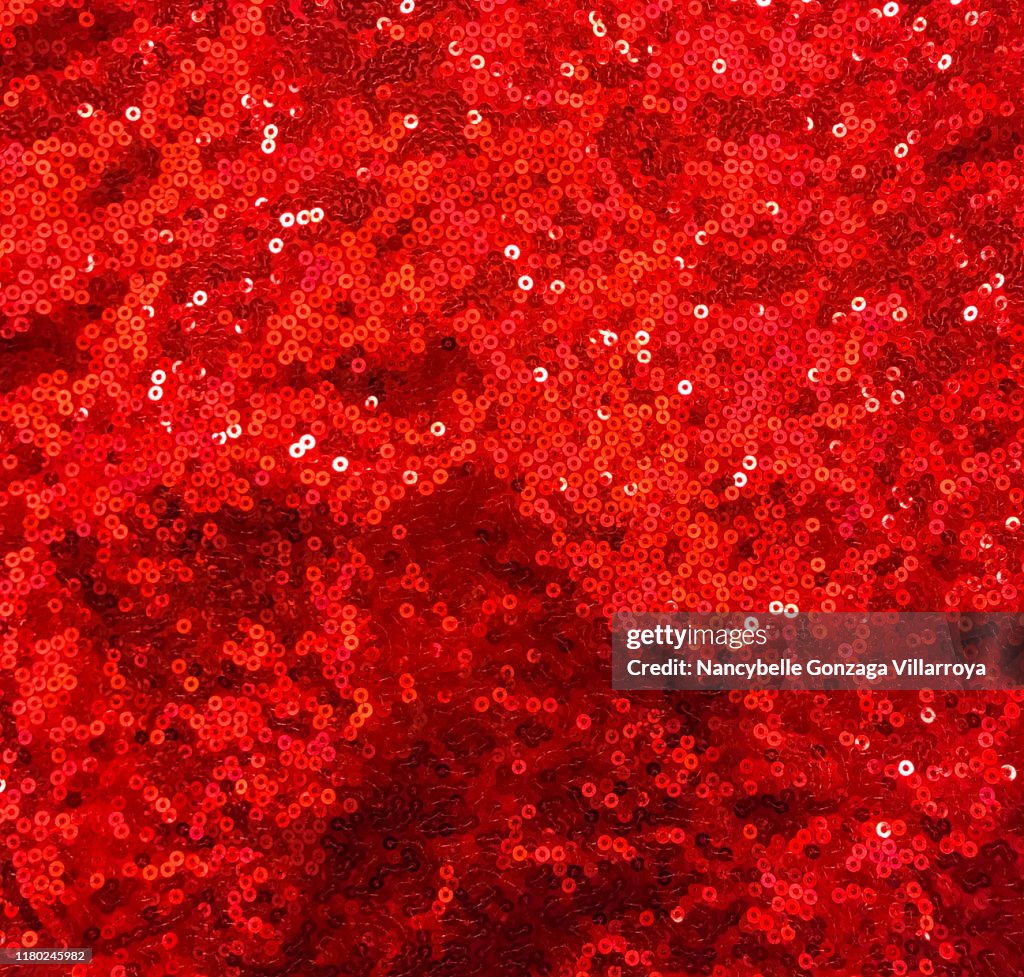 Vibrant and Bright Red Sequined Material for Clothes