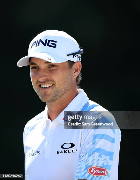 Austin Cook Indiana Austin Cook of the United States smiles as he walks from the 16th tee ...