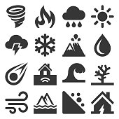 Natural Disaster Icons Set on White Background. Vector