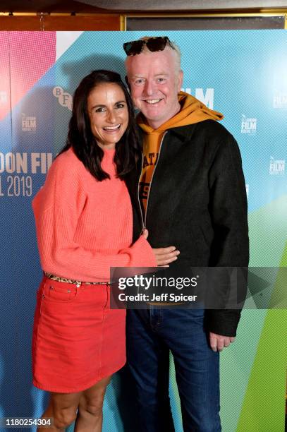 Natasha Shishmanian and Chris Evans attend the "Rare Beasts" UK Premiere during the 63rd BFI London Film Festival at The Curzon Mayfair on October...