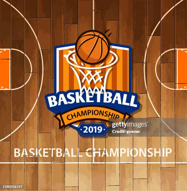 basketball field label - basketball playoffs stock illustrations