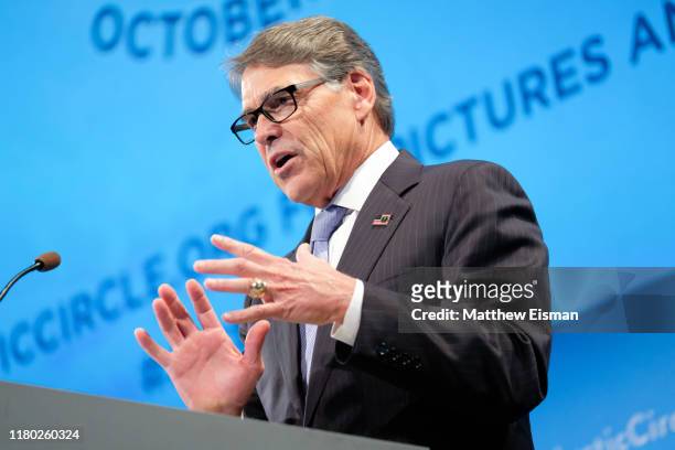 United States Secretary of Energy and former Governor of Texas Rick Perry attends the Arctic Circle Assembly at Harpa Concert Hall on October 10,...