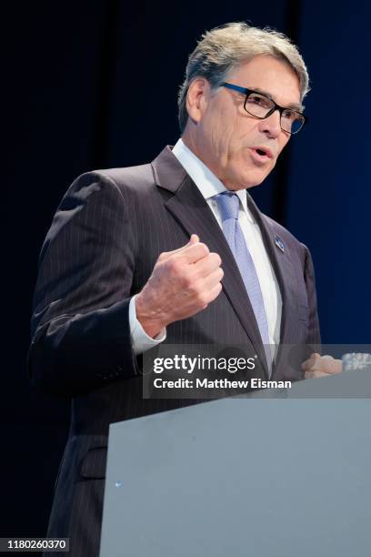 United States Secretary of Energy and former Governor of Texas Rick Perry attends the Arctic Circle Assembly at Harpa Concert Hall on October 10,...