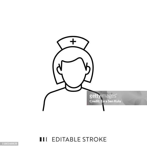 bildbanksillustrationer, clip art samt tecknat material och ikoner med sjuksköterska ikon med redigerbar stroke och pixel perfekt. - dia