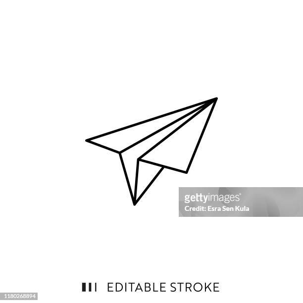 papierebene symbol mit editierbaren strich und pixel perfekt. - origami stock-grafiken, -clipart, -cartoons und -symbole