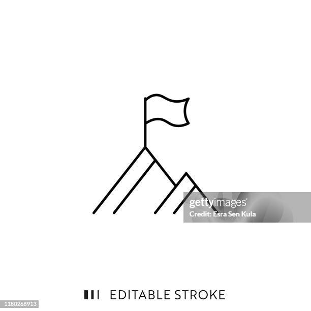 stockillustraties, clipart, cartoons en iconen met piek pictogram met bewerkbare lijn en pixel perfect. - bovenop