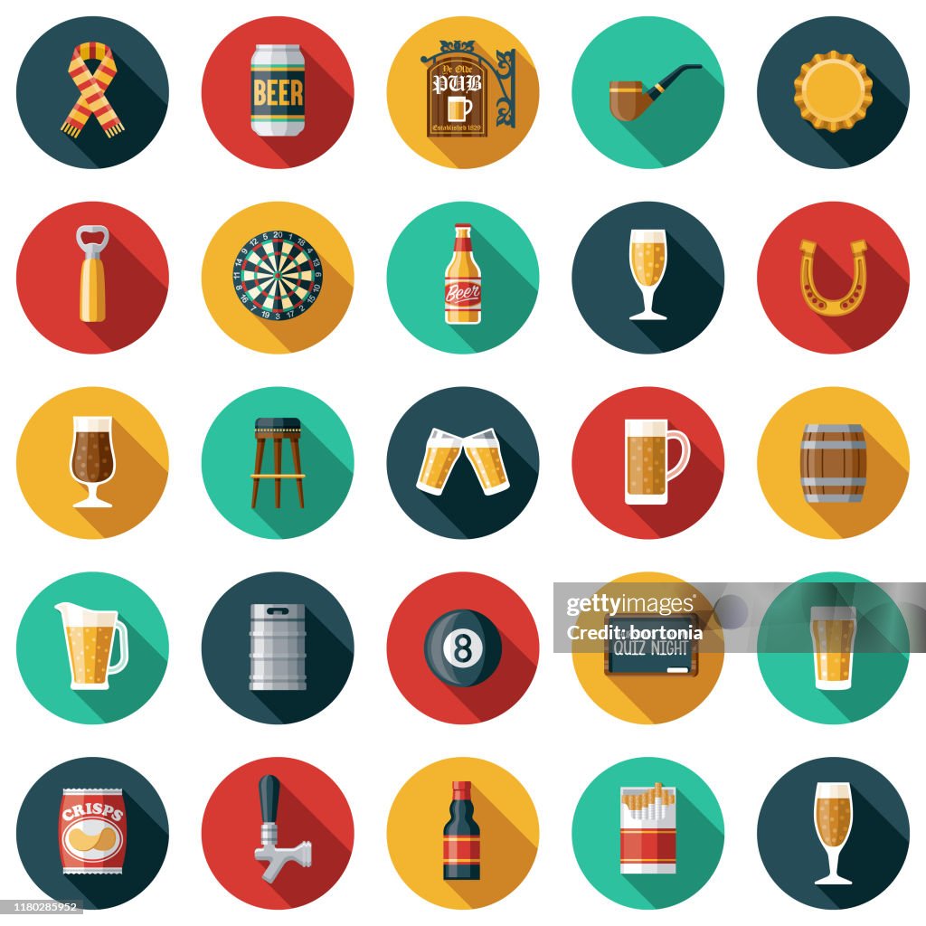 Old Fashioned Pub Icon Set