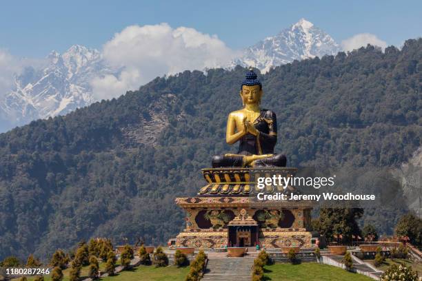 statue of the seated buddha at buddha park - ravangla stock pictures, royalty-free photos & images