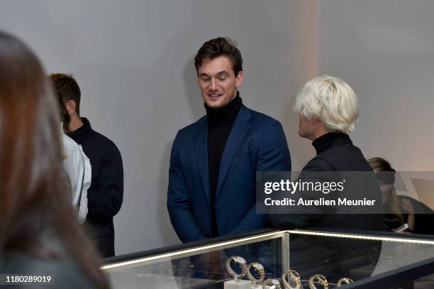 Tyler Cameron and Steven Kruger attend the launch of the Daniel Wellington new Iconic Link Watch Collection at L’imprimerie on October 10, 2019 in...