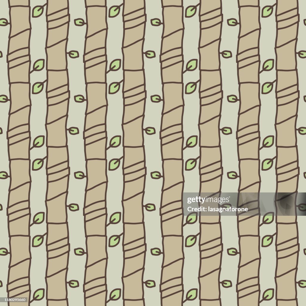 Hand Drawn Bamboo Seamless Vector Background Pattern