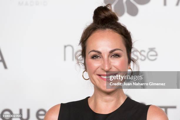 Ana Milan attends 'Tacha Beauty 25th Anniversary' photocall at Santa Coloma Palace on October 10, 2019 in Madrid, Spain.