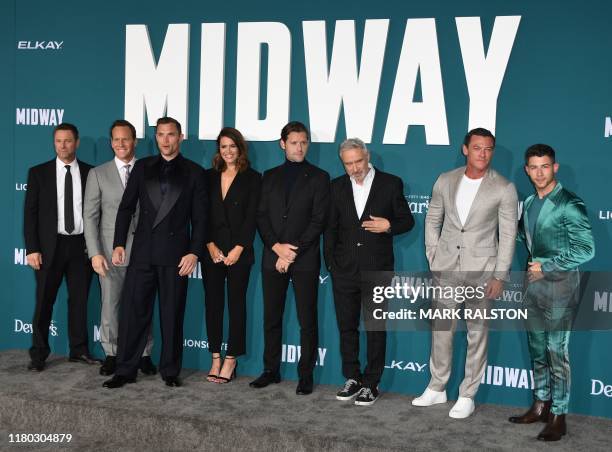 Actor Aaron Eckhart, US actor Patrick Wilson, English actor Ed Skrein, US actress Mandy Moore, US actor Luke Kleintank, German director Roland...