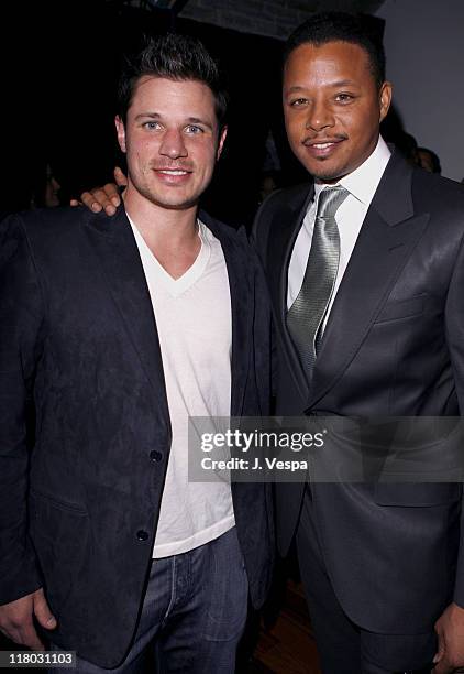 Nick Lachey and Terrence Howard during Cosmopolitan Presents Its Fun Fearless Male Awards - Arrivals at Day After in Hollywood, California, United...