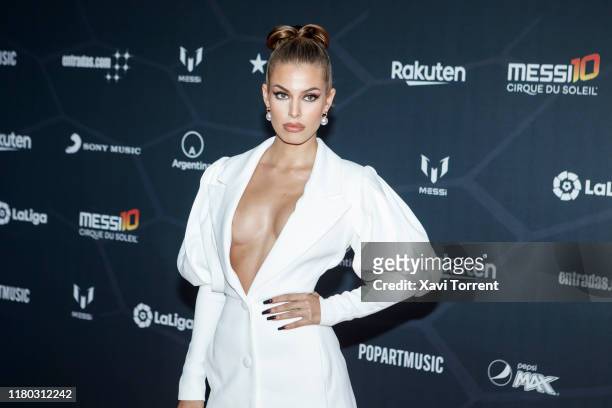 Jessica Goicoechea poses on the red carpet during the premiere of 'Messi 10' by Cirque du Soleil on October 10, 2019 in Barcelona, Spain.