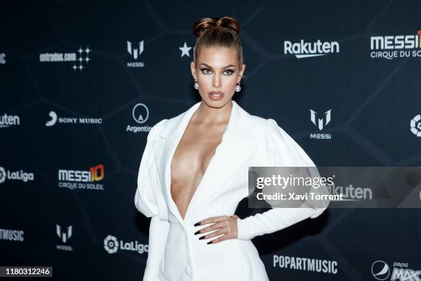 Jessica Goicoechea poses on the red carpet during the premiere of 'Messi 10' by Cirque du Soleil on October 10, 2019 in Barcelona, Spain.